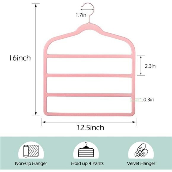 Velvet pants hanger non slip space saving closet organizer for jeans slacks shor - Picture 3 of 7